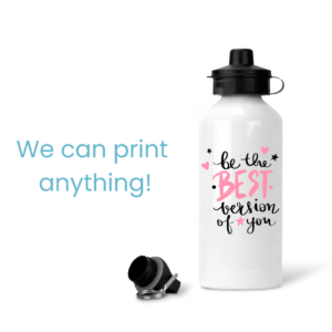 Personalised Aluminium Water Bottles - White 600ml we print anything