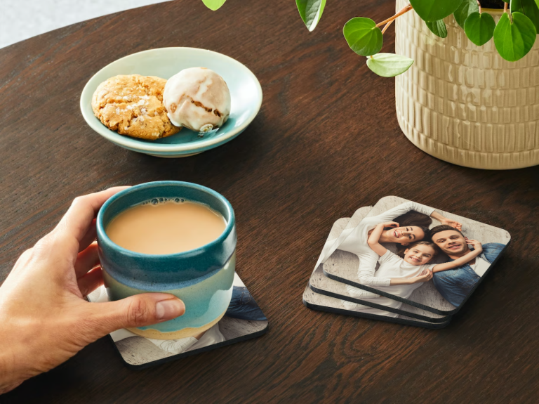 Personalised photo coasters for babies and families